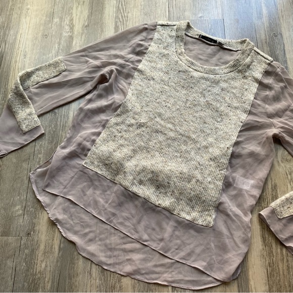 Tan Boutique Aryn K Knit and Mesh Sweater - Picture 1 of 6